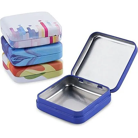 4-Pk ZEISS Tin Box Containers w/ Hinge Lids (2.6" x 2.6" x 1")