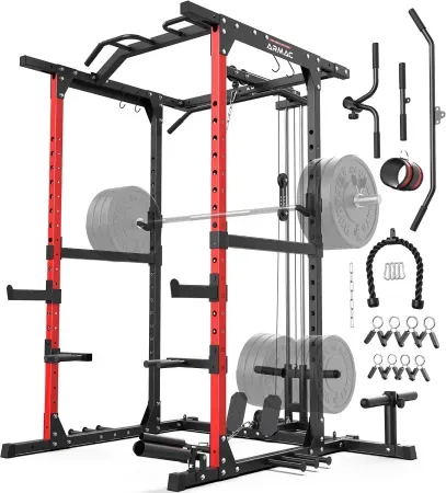 Sportsroyals Power Cage 1600lb Squat Rack w/ Cable Crossover System