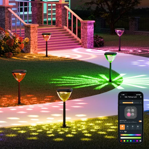 Linkind SP6 Smart Solar Pathway Lights w/ RGBTW Color Changing, Music Sync & App Control