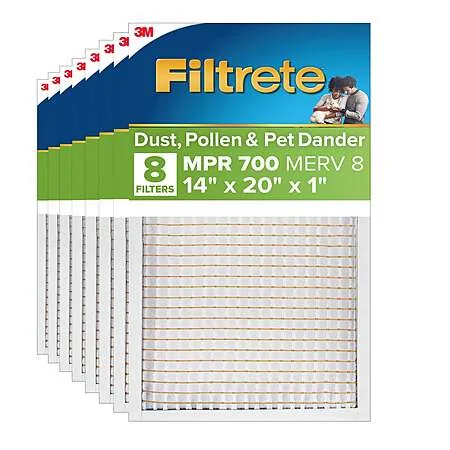 Costco Members: 8-Pk 1" Filtrete MPR 700 MERV8 Air Filter (various sizes)