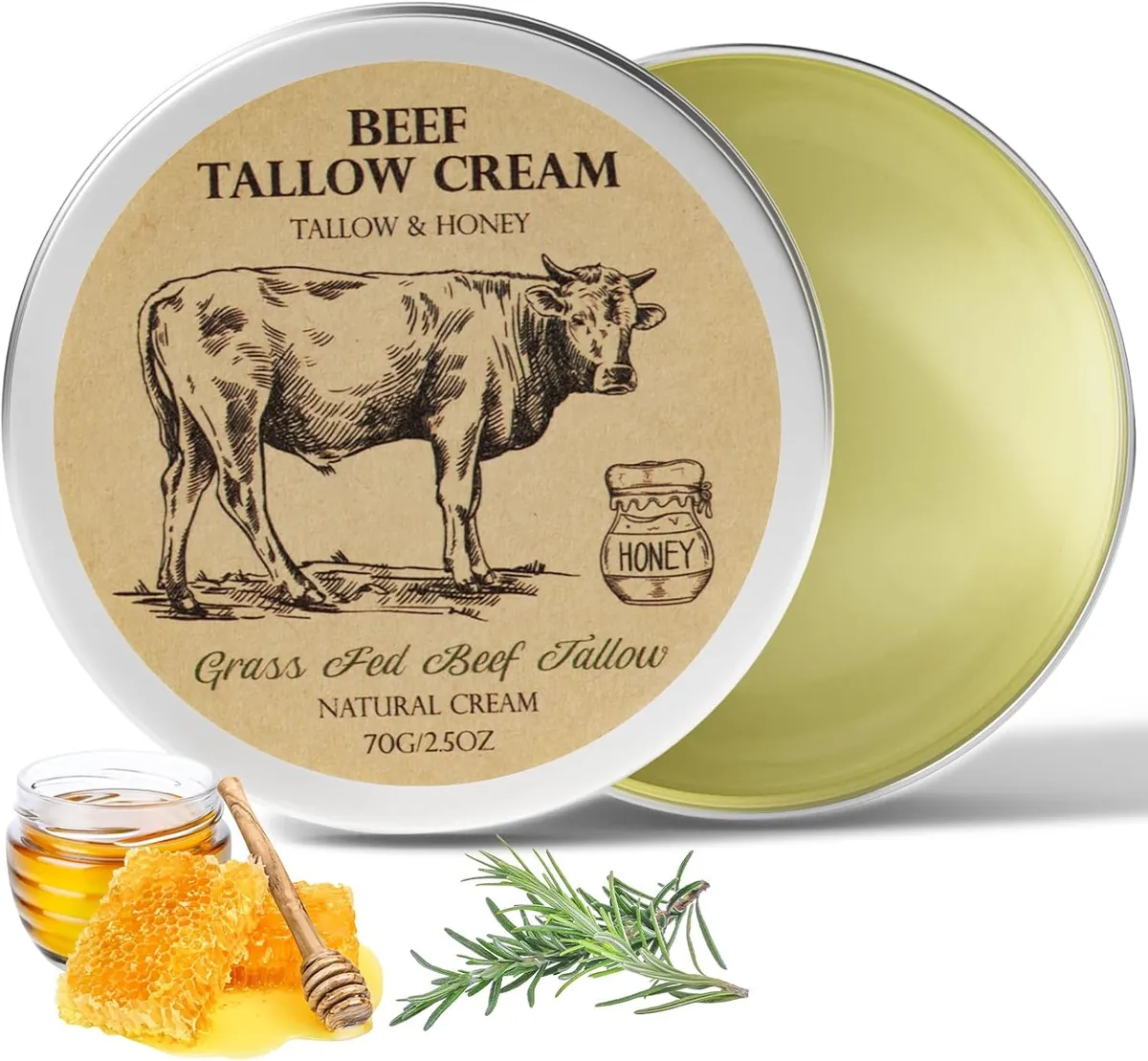 Beef Tallow Honey Cream 2.47oz
