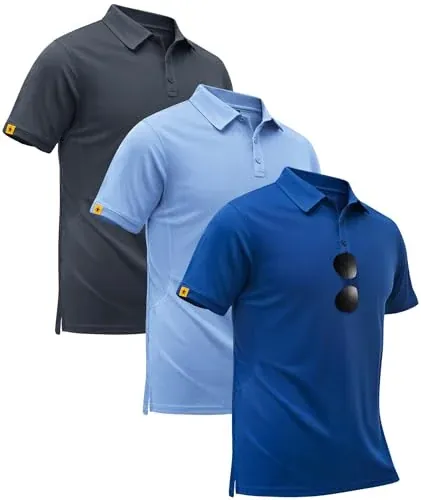SECOOD 3-Pack Men's Moisture-Wicking Polo Shirts