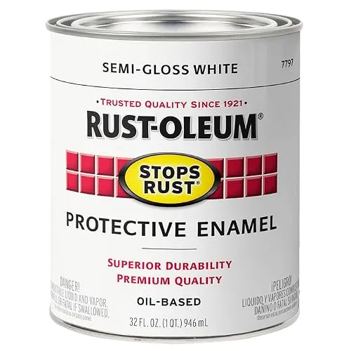 Rust-Oleum Stops Rust Brush On Protective Enamel Paint Semi-Gloss White 2-Pack 32-Oz