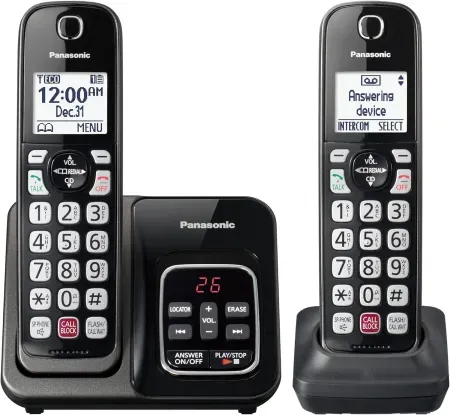 Panasonic 2-Handset Cordless Phone w/ Answering Machine, Call Block & Caller ID (Like New)