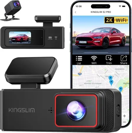 Kingslim E2PRO 2K+1080p Front and Rear Dash Cam