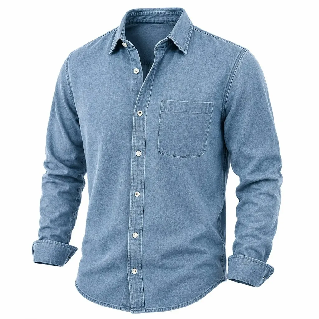Men's Vintage Long Sleeve Button-Up Shirt for 2