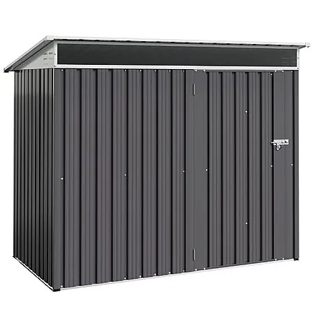 Shintenchi 6-ft x 4-ft Floorless Outdoor Metal Storage Shed w/ Window (Grey)