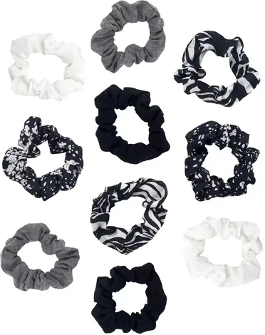 Time and Tru Women's Assorted Hair Ties (Black Multi-Color), 10-Pack