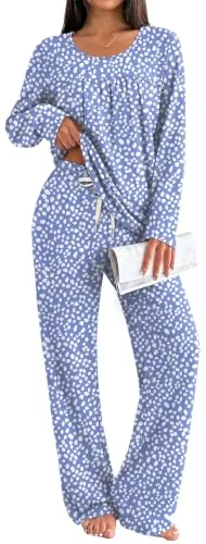 OFEEFAN Pajamas/Lounge Sets Two Piece with Pockets