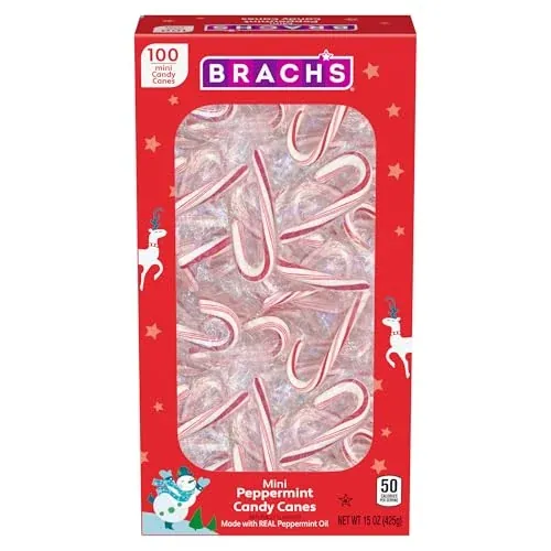 Brach's Mini Peppermint Christmas Candy Canes, 15 oz, 100 Count