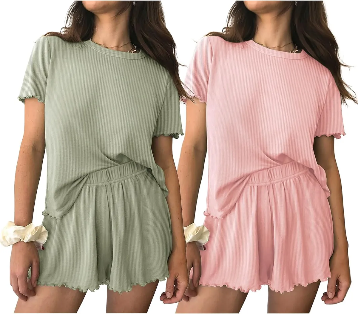 Ekouaer Women’s Short Sleeve Pajama Set 2-Pack