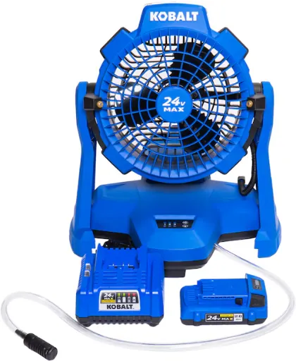 Kobalt 7-in High Velocity Indoor/Outdoor Misting Floor Fan with 2.0 battery