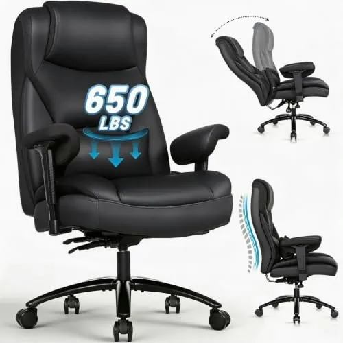 650-lbs. Capacity Big and Tall Leather Executive Office Chair