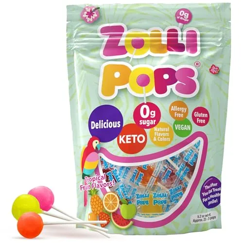 Zollipops Clean Teeth Pops Sugar Free Candy with Xylitol 5.2-Oz (Tropical Fruit)
