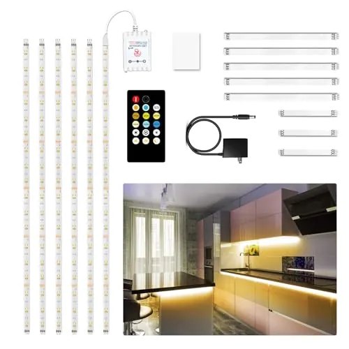DAYBETTER Under Cabinet Dimmable 9.8' LED Strip Light Kit 6-Pc