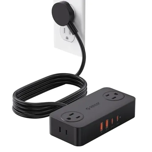 Orico 5ft 8-in-1 Power Strip with 4 AC Outlets, 2 USB-C & 2 USB-A