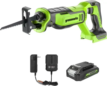 Greenworks 24V 1" Brushless Reciprocating Saw Kit with 2 Ah Battery & Charger
