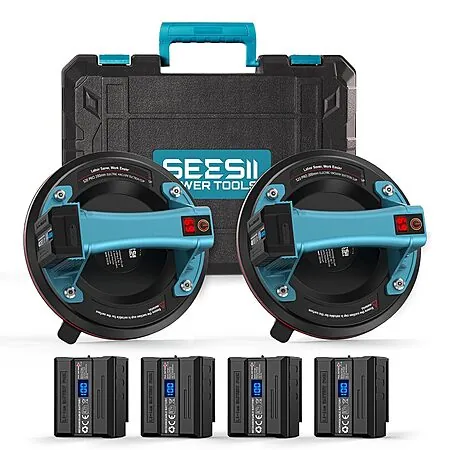 2-Ct 8" SEESII 600-Lb Electric Suction Cups w/ 4x 2400mAh Batteries & Case
