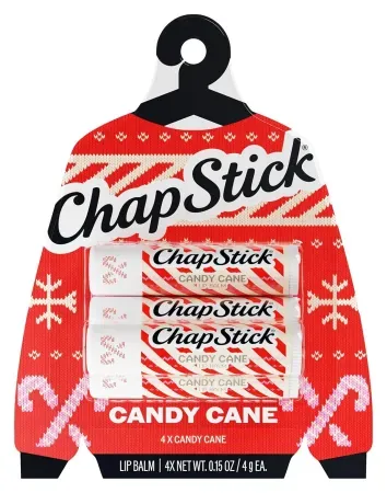 4-Pack ChapStick Candy Cane Flavored Lip Balm Sticks