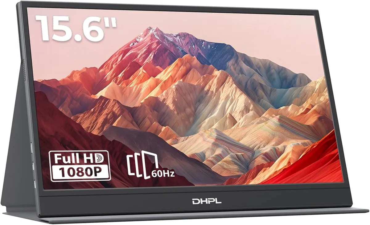 DHPL 15.6" Portable Monitor,IPS FHD 1080P Laptop Screen Extender, Aluminum Alloy Frame, HDR,Smart Cover, Stereo Speakers, USB-C Mini-HDMI $39 Gold Box Deal