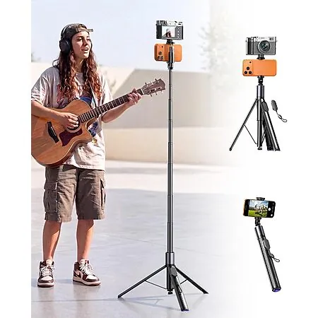 LISEN 67" Phone Tripod/Selfie Stick w/ Auto-Deploy Base & Remote