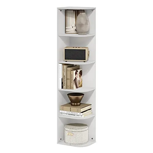5-Tier Corner Bookshelf with Open Shelves