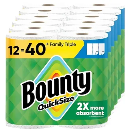 12-Pack Bounty Family Triple Roll Quick-Size Paper Towels