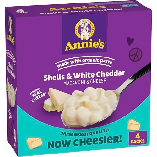 Annie's Shells & White Cheddar, Organic Pasta and Real Cheese, 4 ct