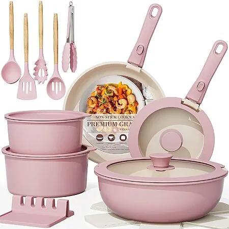 21-Pc Astercook Ceramic Nonstick Cookware Set w/ Removable Handles