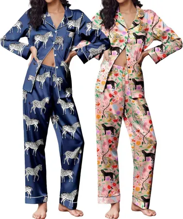 Ekouaer 2-Pack Women Silk Pajamas