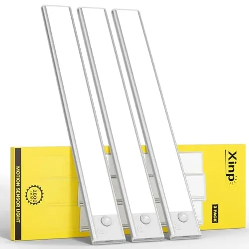 3-Pack Xinp 13.7" Rechargeable LED Under Cabinet Lights w/ Motion Sensor