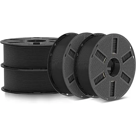 4-Pk 1.1kg Jayo PLA 3D Printer Filament Bundle w/ Reusable Spools (Black)
