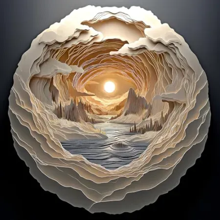 Blueforest Cave Dawn 500-Piece 20" x 16" 3D Visual Art Puzzle