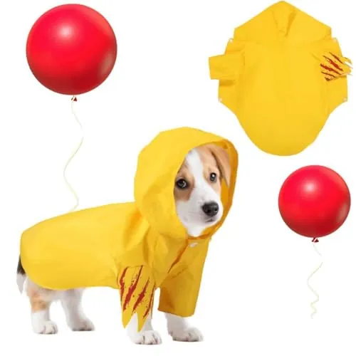 Halloween Pet Bloodstain Hood Raincoat with Red Balloon