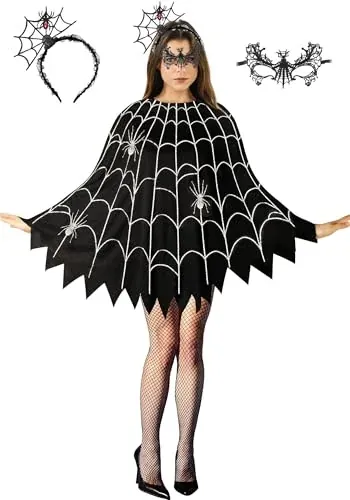 CONGRU 3 Pcs Spider Web Costume for Women