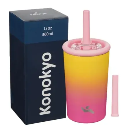 Konokyo 13oz Insulated Stainless Steel Water Bottle w/ Straw Lid