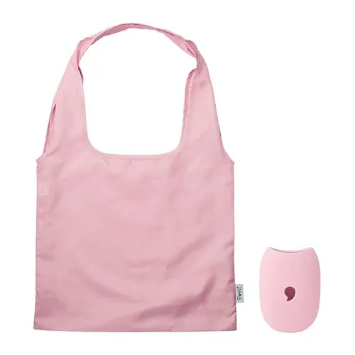 S'well Droplet Packable Reusable Tote Bag w/ Silicon Storage Capsule (Pink Topaz Glitter)