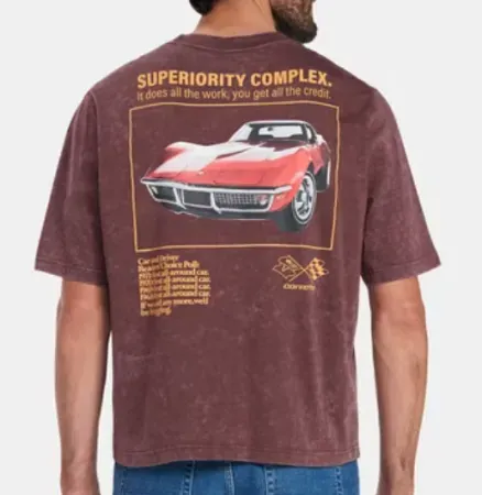 Chevy Corvette Men's Front Back Cropped Graphic T-Shirt