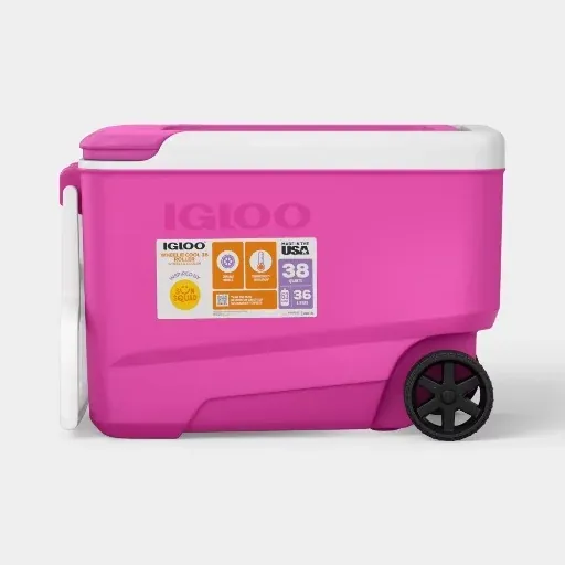 Sun Squad Wheelie 53 Cans/38qt Rolling Cooler - Pink Fizz
