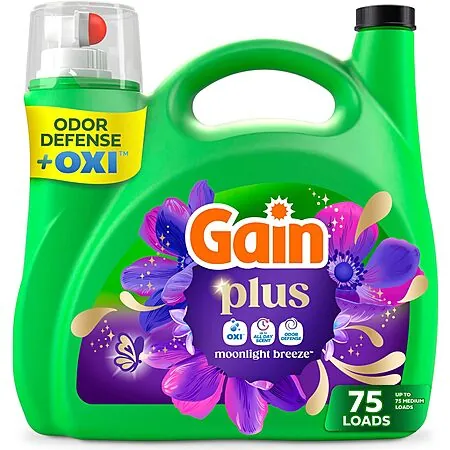 Select Accts: 99-Oz Gain Plus w/ Oxi Liquid Laundry Detergent (Moonlight Breeze)