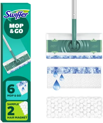 Swiffer Sweeper Kit with 1 Handle, 6 Heavy Duty Mop & Go Refills & 2 Heavy Duty Hair Magnet Refills