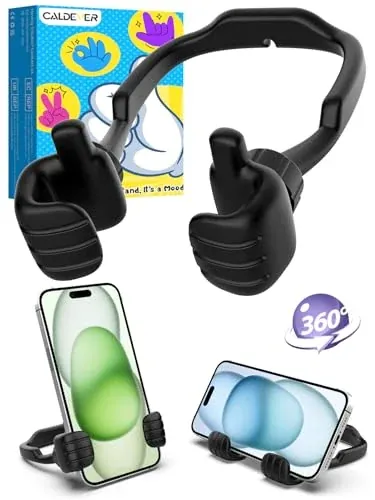 CALDEVER Thumbs Up Lazy Phone Holder Stocking Stuffer (Black)