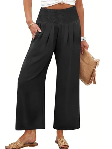 ANRABESS Womens Wide Leg Palazzo Pants with Pockets