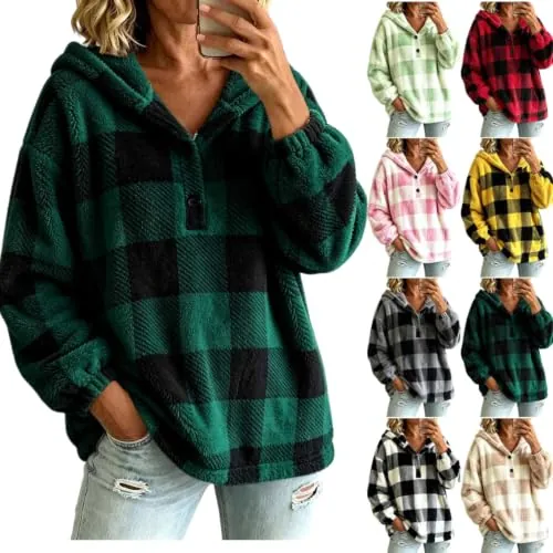 Sherpa Plaid Hoodie Fleece