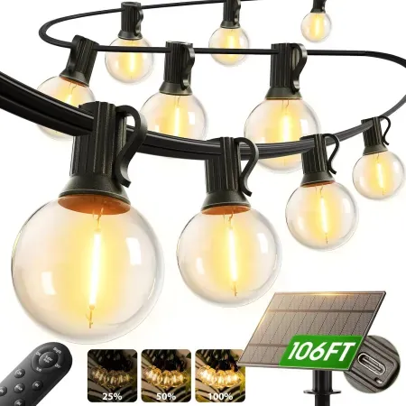 addlon 100' Outdoor Solar String Lights w/ Remote