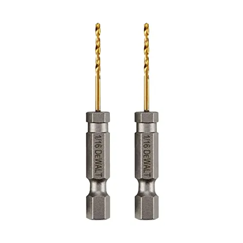 DeWalt Impact Ready 1/16 in. X 2-1/4 in. L Titanium Nitride Drill Bit Hex Shank 2-Pack