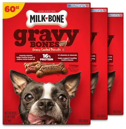 3-Pack 60oz Milk Bone GravyBones Dog Biscuits