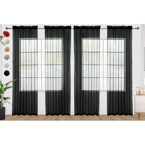 SpaceDresser 4-Panel 52"W x 45"L Rod Pocket Sheer Curtains