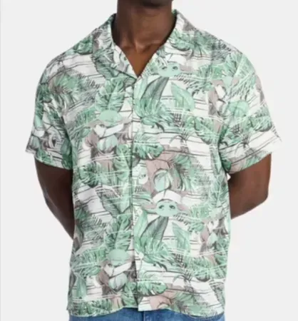 Star Wars Men's The Mandalorian Graphic Button-Up Shirt