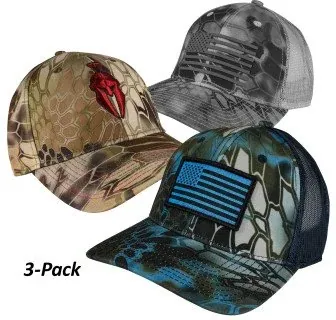 Kryptek Men's Caps 3-Pack (Trojan, American Flag)